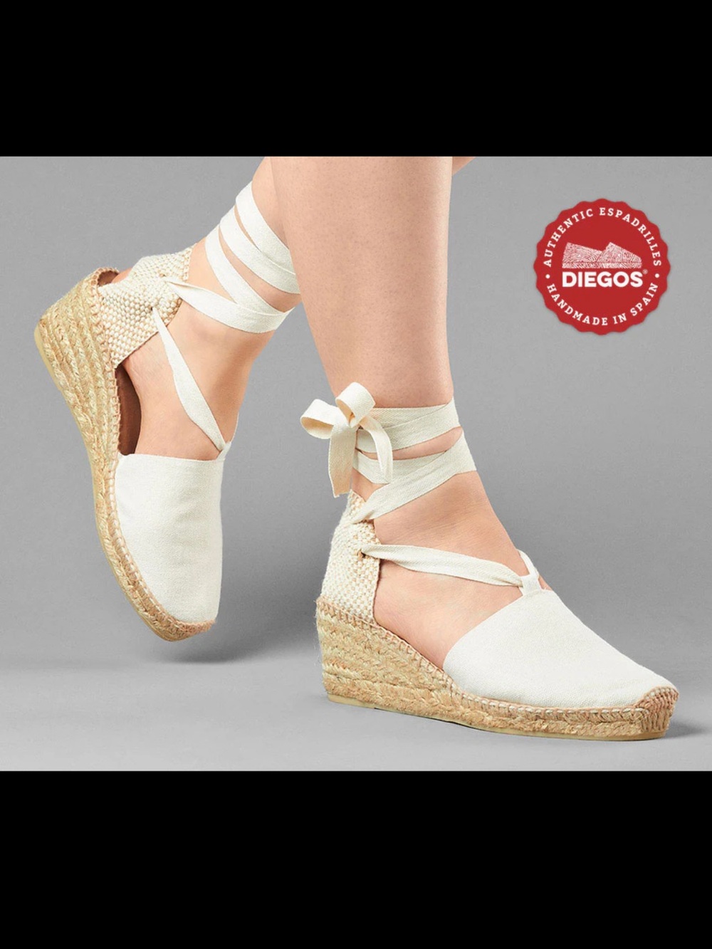 Diegos High Wedge Lola Espadrilles Ivory Handmade in Spain 36